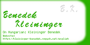benedek kleininger business card